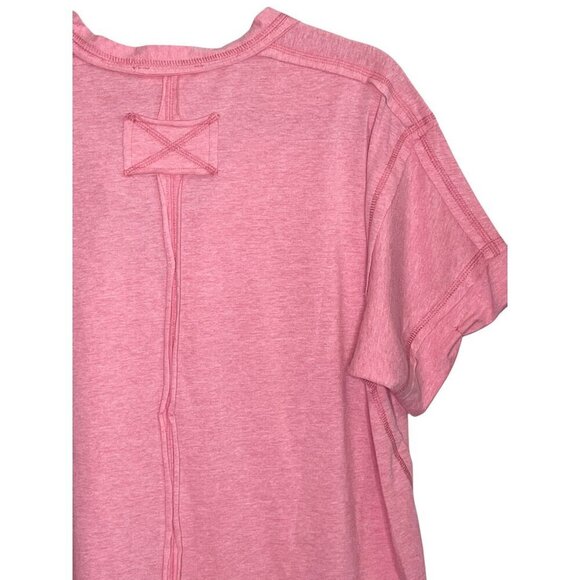 🆕 Zenana Outfitters Katelyn Raw Edge Short Sleeve Pink Top Button Front Medium - Picture 7 of 11